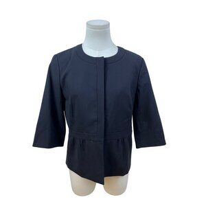 J.Crew Women’s Black Peplum Jacket Button-Front Stylish Design Size 8